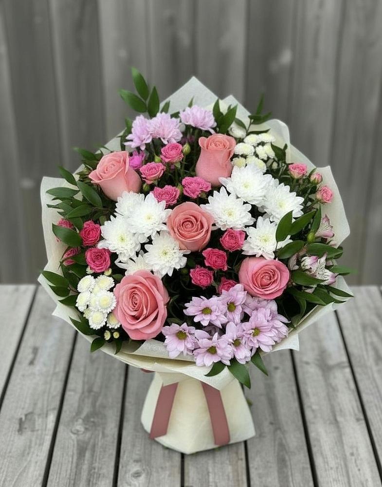 Букет цветов из: Альстромерии, Гвоздики, Розы и Хризантемы в Усмани