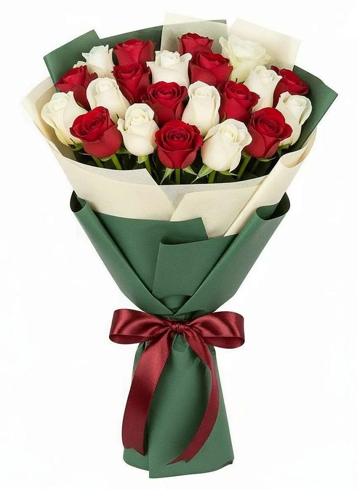 Букет Микс из красных и белых роз в Усмани