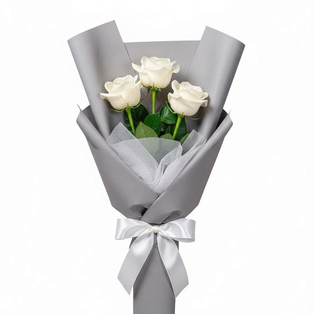 Букет 3 белые розы в Усмани