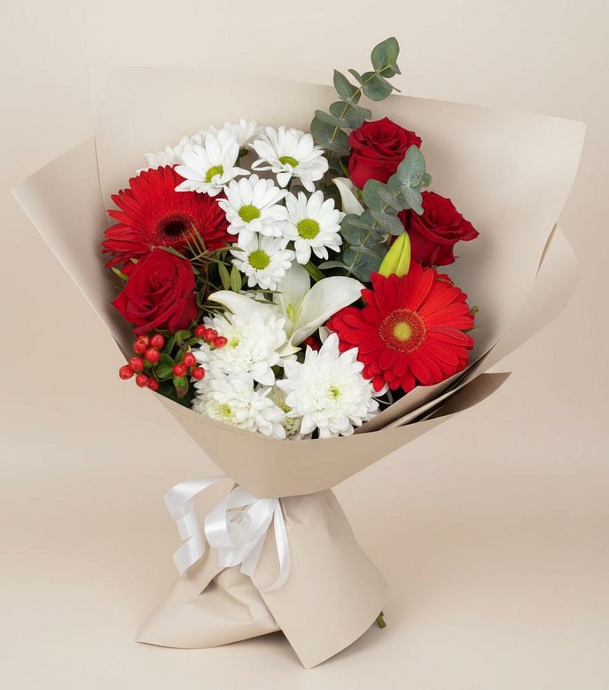 Букет цветов из: Розы, Хризантемы, Герберы и Лилии в Усмани