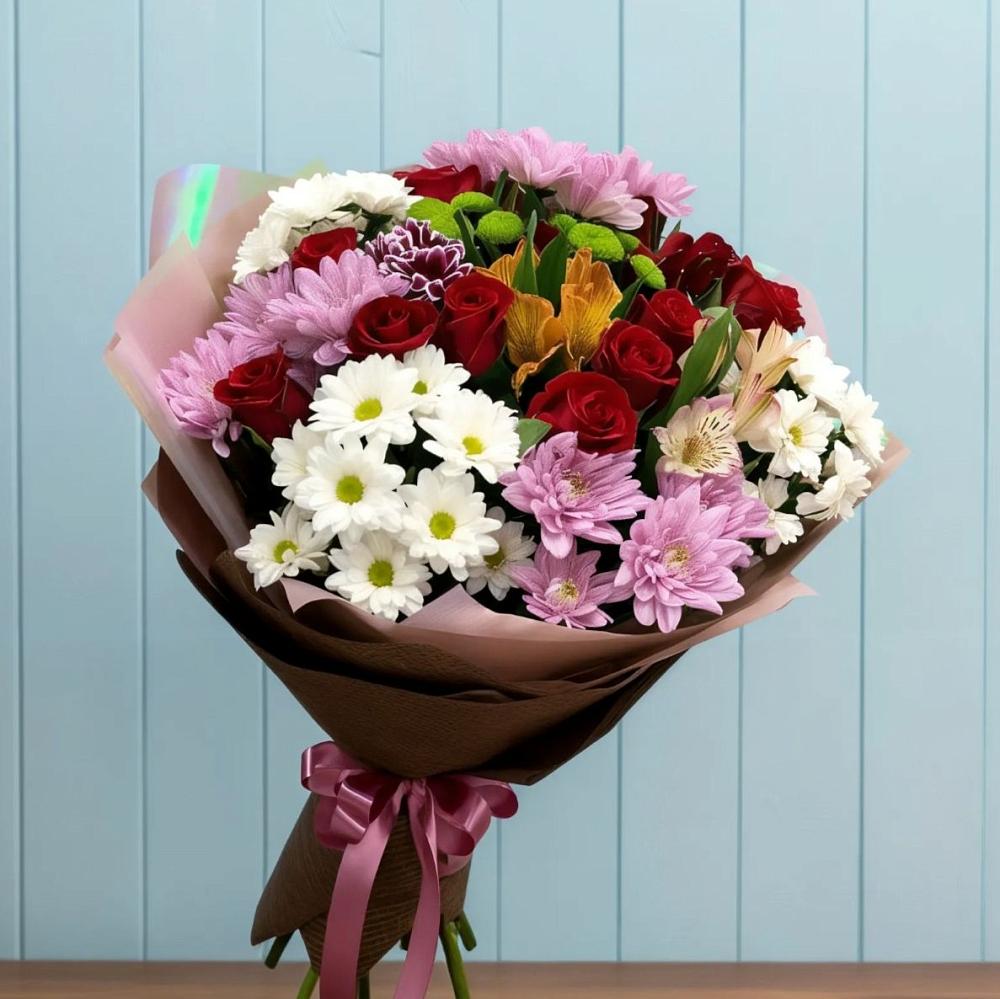 Букет цветов из: Розы, Хризантемы и Альстромерии в Усмани