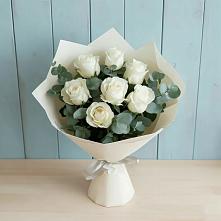 Букет Белые розы в Эвкалипте в Усмани